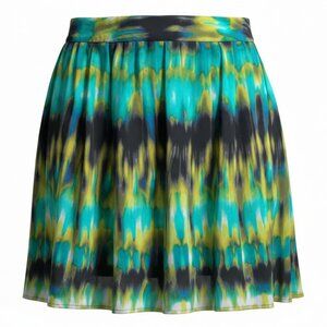 Worthington Bright Abstract Print A-Line Skirt Size 18 Green Blue Summer Office